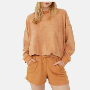 Free People Kelly Oversized SlouchyTwo Piece Sweat Set Cognac XS